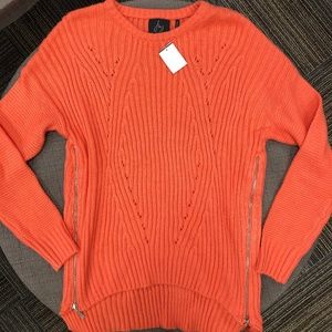 J&J Women's Zipper Detail Coral Sweater